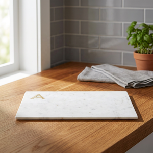 Tabla de cortar de mármol rectangular con palabras personalizadas para accesorios de utensilios de cocina elegantes - Product Image 1