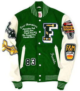 Chaqueta Varsity de Invierno para Hombre, Estilo Letterman, con Logotipo Personalizado, Bordado de Lana Chenille, Cuello Alto y Mangas de Cuero Vintage - Product Image 4