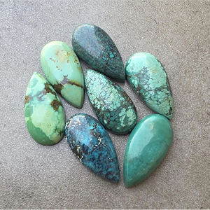 Turquesa Tibetana Genuina, Gema Calibrada en Forma de Pera Grande, Cabujón Pulido Suelto en Forma de Lágrima para Joyería - Product Image 6