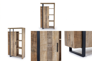 Meuble de rangement multifonctionnel en teck massif écologique Miya Premium, finition naturelle scandinave moderne, pour salon - Product Image 6