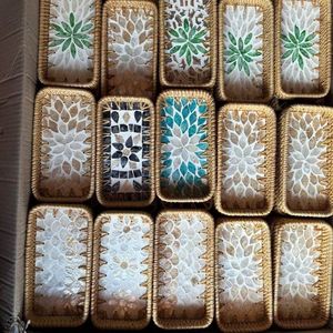 Plateau en mosaïque de rotin écologique fait main, panier de service rond décoratif en osier – Meilleures ventes - Product Image 5