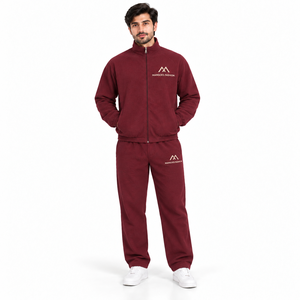 Conjunto Deportivo Unisex Mangoes Fashion Color Granate, Cuello Alto con Cordón, Poliéster/Algodón, Pantalones Casuales con Bolsillos Laterales, Transpirable - Product Image 1