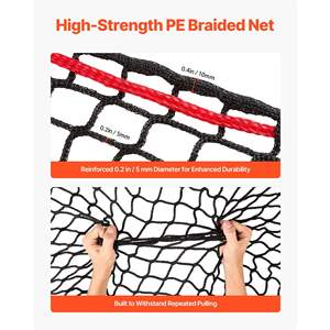 Filet à foin en matériau PE pour l'élevage des chevaux, 4,92 x 4,92 x 4,92 pieds, trous de 1,5 pouce, conception sans nœuds, attaches zippées, navette à aiguille, réparation - Product Image 3