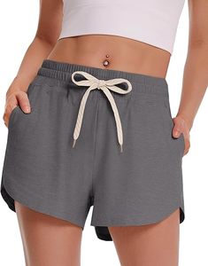 Shorts de sport taille haute pour femme, décontractés, en polyester et coton, avec poches, pour la course, la gym, le yoga, l'été - Product Image 2