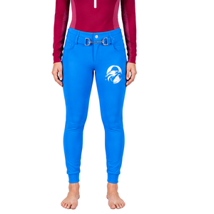 Pantalon d'équitation pour femme bleu roi, taille haute, extensible, avec passants de ceinture, pour la compétition et l'entraînement, vêtements de sport - Product Image 1
