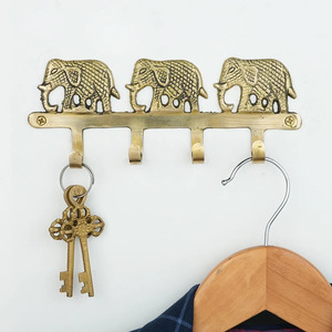 Wholesale Golden Brass Elephant <b>Wall</b> <b>Hook</b> 4 Peg <b>Hook</b> Handmade Brass Animal Pattern Clothing Hanger <b>Wall</b> Mounted <b>Hooks</b> - Product Image 3