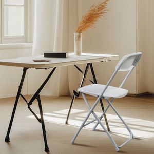 Sedia Pieghevole Classica Bianca da Giardino in Plastica, 10 Pezzi, Stampaggio a Iniezione, Sostituisce D0102HGSL87 - Product Image 1