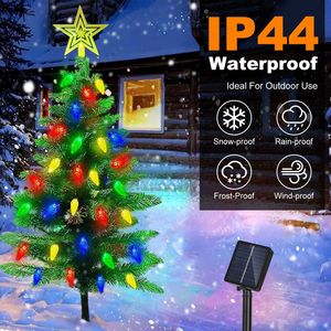 2-Pack 37.4in Height Solar Christmas <b>Tree</b> 100 Colorful LED Beads 8 <b>Lighting</b> Modes IP44 Waterproof Outdoor Xmas Decoration - Product Image 6
