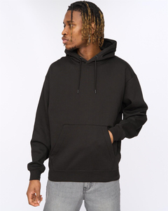 Sweat-shirt à capuche en molleton noir pour homme, coupe classique, couleur unie, décontracté, pour l'automne, 100 % coton, teinture unie, sérigraphie, coupe-vent - Product Image 3