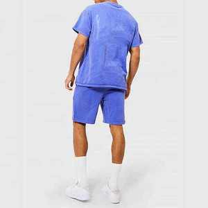 Ensemble 2 pièces T-shirt et short en pur coton délavé pour homme – T-shirt rétro tendance avec logo imprimé numérique personnalisé - Product Image 4