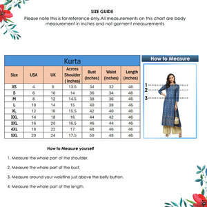 ชุดคุर्ตาอานาร์กาลีผ้าเรยอนสีน้ำเงินพิมพ์ลายดอกไม้สำหรับผู้หญิง คอทรงเรือ แขนสามส่วน เหมาะสำหรับสวมใส่ลำลองสไตล์ชาติพันธุ์ทั่วโลก - Product Image 5