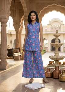 Stylish <b>Short</b> Sleeveless Cotton Printed Co-ord <b>Sets</b> <b>for</b> <b>Women</b> Featuring Coordinated <b>Shorts</b> <b>for</b> Casual Summer Wear Eco-friendly - Product Image 4