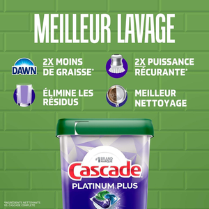 Capsules de détergent pour lave-vaisselle Cascade Platinum Plus ActionPacs, Fraîcheur, 14 unités - Product Image 2