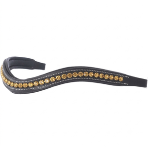 Diadema de cuero acolchada para caballo, con cristales de turquesa y diamantes incrustados, duradera, cosida en blanco, con canal vacío, en talla full cob. - Product Image 4