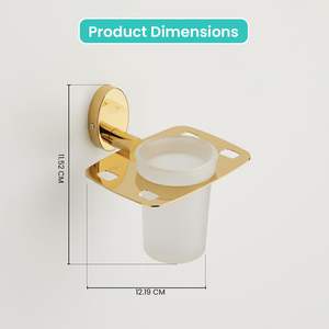 Support mural pour brosse à dents et gobelet, organisateur de salle de bain en acier inoxydable finition or, support en verre pour accessoires - Product Image 2