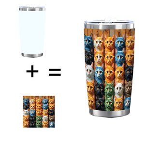 Stainless Steel Tumbler 20oz Double Wall Insulated Travel Mug With Cat Pattern Design For <b>Coffee</b> Tea - Product Image 1