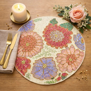 Set de table perlé fait main, motif feuille, luxe, décoratif, broderie de perles personnalisée - Product Image 4