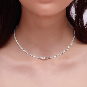 สร้อยคอเทนนิสเงินแท้ 925 ชุบโรเดียม ประดับเพชร CZ ขนาด 3 มม. ความยาว 18 นิ้ว - Product Image 3