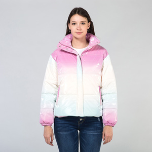 Wholesale Gradient Shiny Down <b>Jacket</b> New Shiny <b>Quilted</b> <b>Jacket</b> Autumn Winter Warm Women Outerwear - Product Image 2