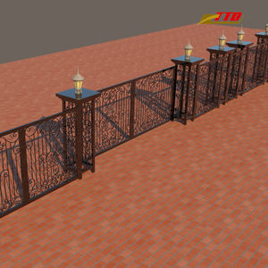 Elegante Diseño de Puerta Frontal de Hierro Forjado, Puerta de Muro Compuesto de Primera Calidad, Marco de Acero Duradero de 8 pies de Altura con Acabado en Polvo - Product Image 1