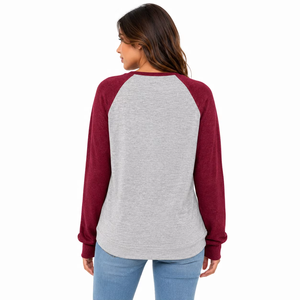 เสื้อฮู้ดดี้และเสื้อสเวตเชิ้ตผ้าฝ้าย 100% คอกลม แขนเสื้อตัดสี สำหรับผู้หญิง สไตล์สตรีทแวร์ ตกแต่งด้วยคริสตัลกันน้ำทั้งตัว แบบรีดร้อน ผลิตตามสั่ง (OEM) - Product Image 3