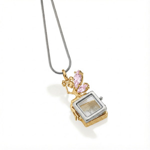 Stainless Steel Locket Necklace <b>Memory</b> Keepsake Floating Charm Pendant Jewelry Wholesale - Product Image 3