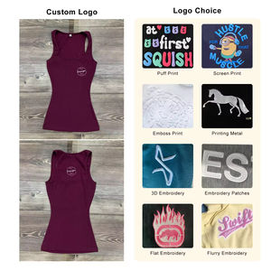 Camiseta sin mangas de algodón acanalado rojo básico para mujer, con LOGO personalizado, ideal para verano, venta al por mayor - Product Image 5