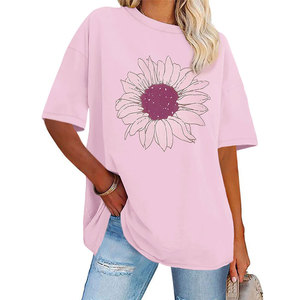 Camisetas de moda extragrandes para mujer, holgadas, de algodón, de manga corta, informales, para uso diario y ropa de calle. - Product Image 1
