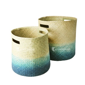 Eco Friendly Ombre Color Handwoven <b>Seagrass</b> Gift <b>Basket</b>, <b>Seagrass</b> <b>Storage</b> <b>Baskets</b> Viettimecraft Handicraft Wholesale - Product Image 1