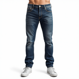 Denim <b>Jeans</b> Manufacturer Pant <b>Men</b> 100% Cotton Straight Ripped Slim Fit Stretch Breathable Winter Autumn High Quality - Product Image 2