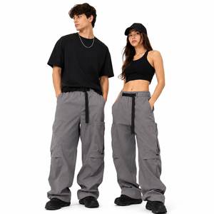 Custom Unisex Wide Leg Cargo Pants Casual Streetwear Utility Pocket Trousers Loose Fit <b>Techwear</b> Fashion Pants - Product Image 2