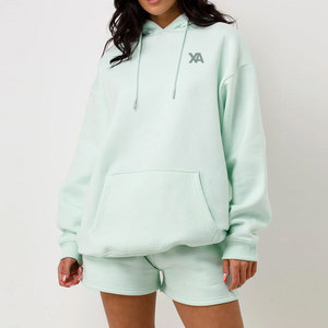 Stylish 100% Cotton Women's Solid Hoodie Shorts <b>Set</b> Drawstring Hood Pockets Eco-Friendly Quick-Dry Fabric for Casual Summer Wear - Product Image 1