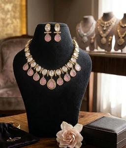 Western Brass Micro Insert <b>Silver</b> Plated Choker <b>Necklace</b> Earring <b>Set</b> Women Engagement Wedding Party Trendy Daily Wear - Product Image 3