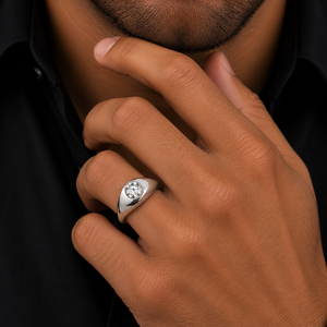 925 Sterling <b>Silver</b> Mens <b>Solitaire</b> Diamond <b>Ring</b> High Polish Classic Minimalist Band Design Wedding Engagement Party Daily Wear F - Product Image 1