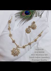 Conjunto de Collar y Pendientes Brillantes Chapados en Oro de 14K para Novia, Joyería de Boda India para Mujer, Ideal para Fiestas - Product Image 3