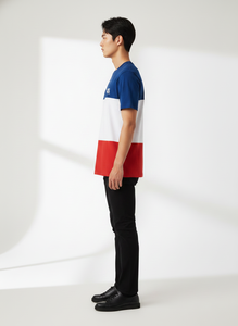 T-shirt en jersey de coton pour homme de qualité supérieure - Bleu, blanc et rouge avec logo SQS - Product Image 2