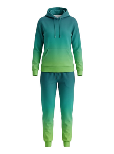 Blue Green Ombre Fleece Eco-Friendly Hoodie Jogger <b>Set</b> Unisex <b>Tie</b> Dye Gradient Tracksuit Cotton Hooded Sweatshirt Sweatpants - Product Image 4