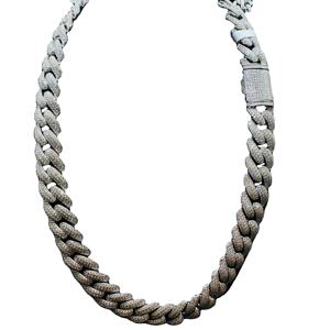 Chaîne cubaine en argent sterling 925 plaquée or de 14 mm 18 pouces, style hip-hop, bijoux en moissanite créée en laboratoire VVS, certificat GRA - Product Image 1