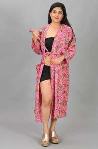 Elegante Kimono de Algodón Tejido de Manga Larga, Camisón, Bata de Baño de Verano, Túnica de Playa de Cobertura Completa para Primavera - Product Image 3