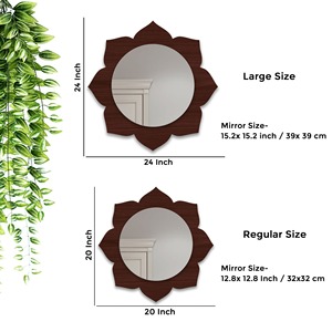 Brown Flower-shaped Glass <b>Frame</b> 65x65cm Scandinavian Beveled Edge Decorative Wall Mirror for Bathroom - Product Image 5