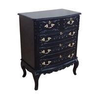 Tiroirs Tallboy en bois de style français en noir peint Commode antique conçue pour les ensembles de meubles de chambre à coucher de style européen