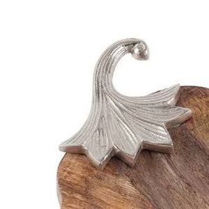 Bandeja de Servir de Madera de Mango con Forma de Calabaza Hecha a Mano al por Mayor, Plato Decorativo de Otoño con Base de Aluminio Pulido Elegante - Product Image 3