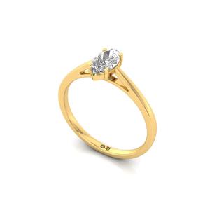 Marquise Cut Lab Grown Diamond <b>Solitaire</b> Engagement <b>Ring</b> 925 Sterling <b>Silver</b> 10K Gold Plated Finish Luxury Style for Women - Product Image 2