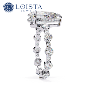 Bague solitaire en diamant de laboratoire pour femme en or jaune 9K 14K 18K, design moderne et luxueux, forme poire unique, bijou de fiançailles - Product Image 3