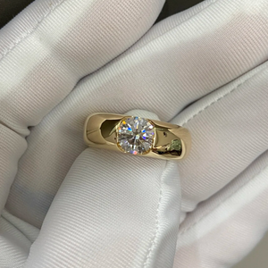 Anillo de compromiso unisex de oro amarillo de 10k/14k/18k con diamante brillante de laboratorio certificado por IGI, anillo de boda con piedra solitaria - Product Image 5