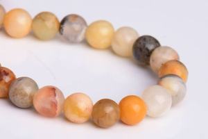 Perles d'agate Crazy Lace Orange Crème, pierres précieuses naturelles authentiques, brin complet de perles rondes en vrac, vente en gros - Product Image 5