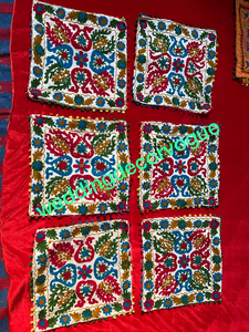 Housse de coussin brodée indienne en coton, ensemble de taies d'oreiller carrées décoratives pour mariage, fête, décoration intérieure - Product Image 4