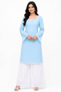 Salwar kameez en coton cambric prêt-à-porter, Kurti simple et droit, tenue décontractée, style indien pakistanais, Kurti simple - Product Image 3