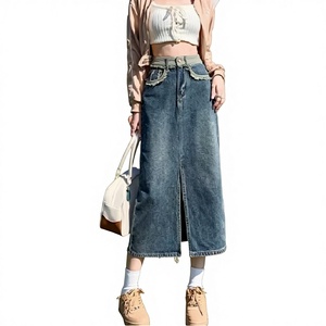 Design Sense High Waist Fur Edge Split Midi Denim Skirt Spring Autumn New Loose Slimming Hip One Step Straigh - Product Image 2