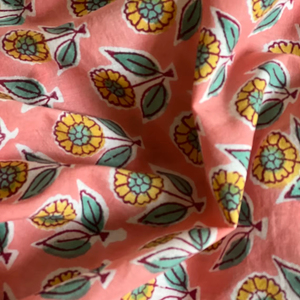 Floral Vine Hand Block Printed Cotton Fabric Indian Handmade Jaipuri <b>Print</b> <b>Botanical</b> Cotton Fabric - Product Image 1